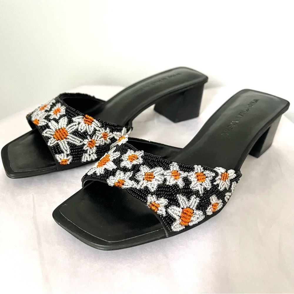 Who What Wear Emily Beaded Sandal Slides Sz 6.5